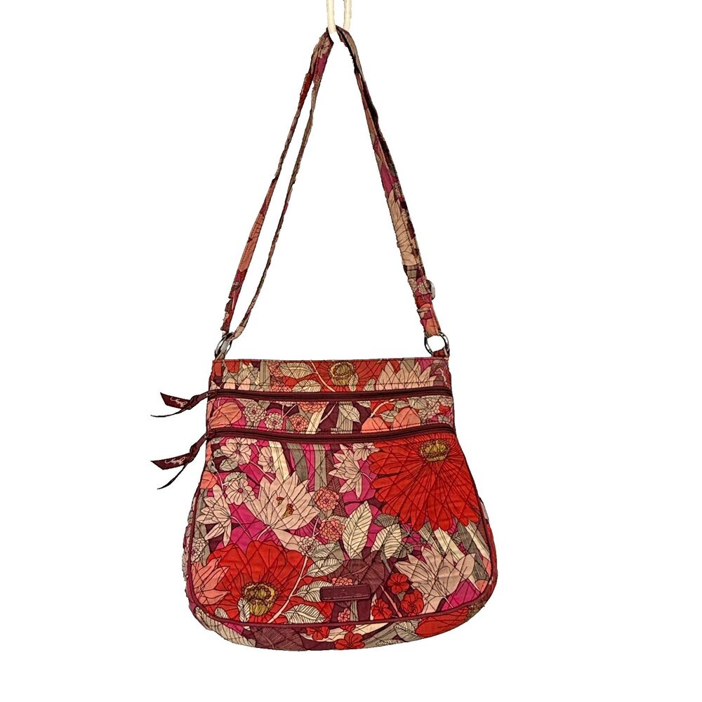 Vera Bradley Triple Zip Hipster Crossbody Bag Bohemian Blooms Floral Quilted-